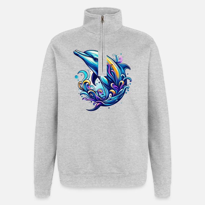 Dolphin - Quarter-Zip Sweatshirt - heather grey