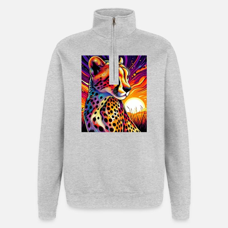 Cheetah - Quarter-Zip Sweatshirt - heather grey