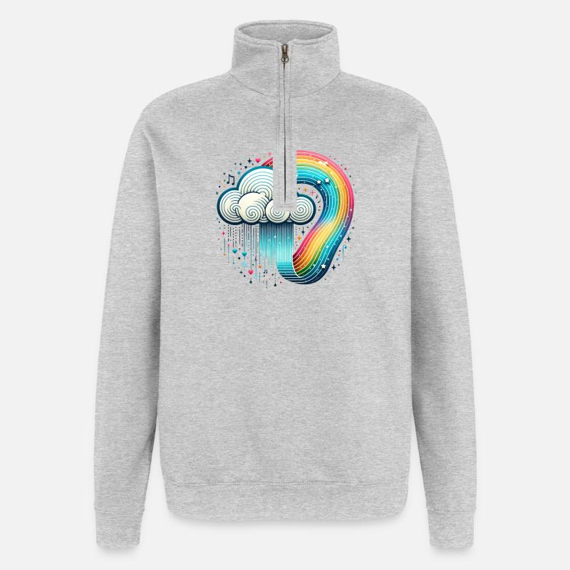 Regenbogen Wolke - Quarter-Zip-Sweatshirt - Grau meliert