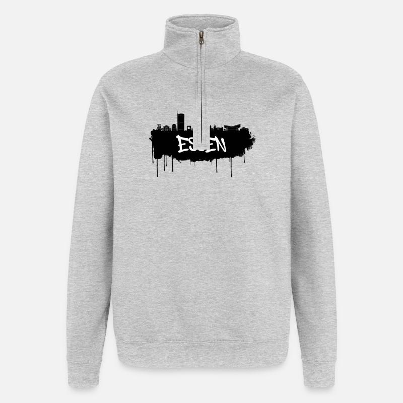 Essen Graffiti Skyline - Quarter-Zip-Sweatshirt - Grau meliert