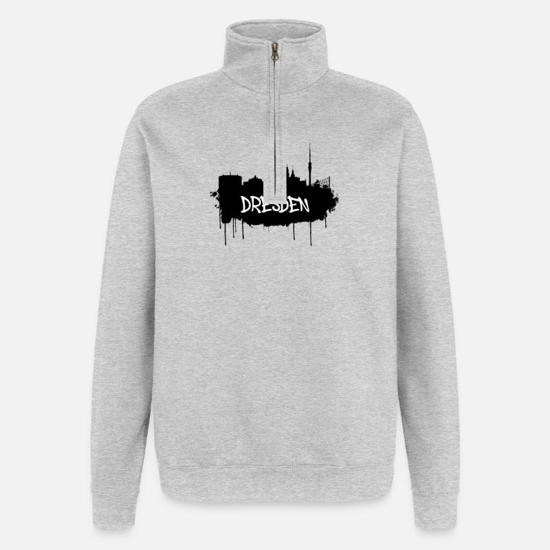 Dresden Graffiti Skyline - Quarter-Zip Sweatshirt - heather grey