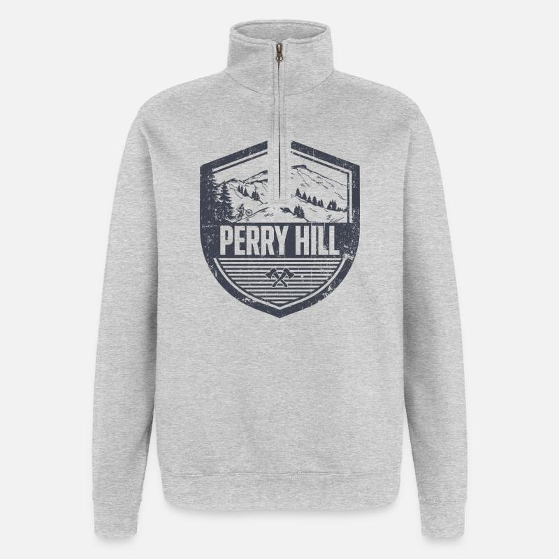 Perry Hill Bergabzeichen - Quarter-Zip-Sweatshirt - Grau meliert