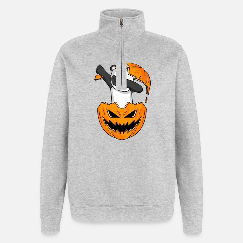 Dabbing Panda Halloween dab gift - Quarter-Zip Sweatshirt - heather grey
