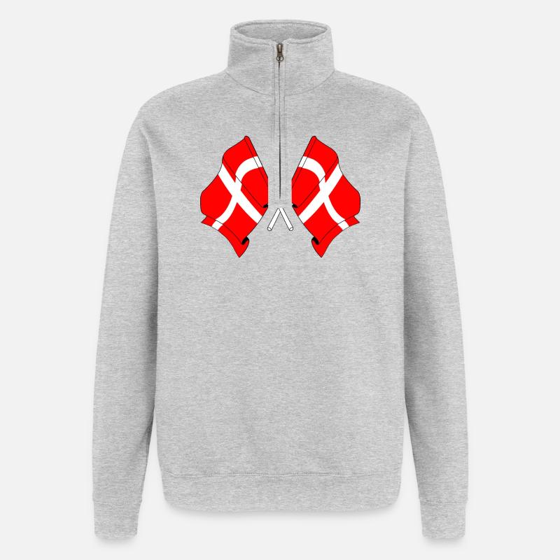 Zwei Flaggen Dänemark - Quarter-Zip-Sweatshirt - Grau meliert