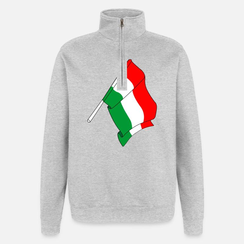 Flagge Ungarn - Quarter-Zip-Sweatshirt - Grau meliert