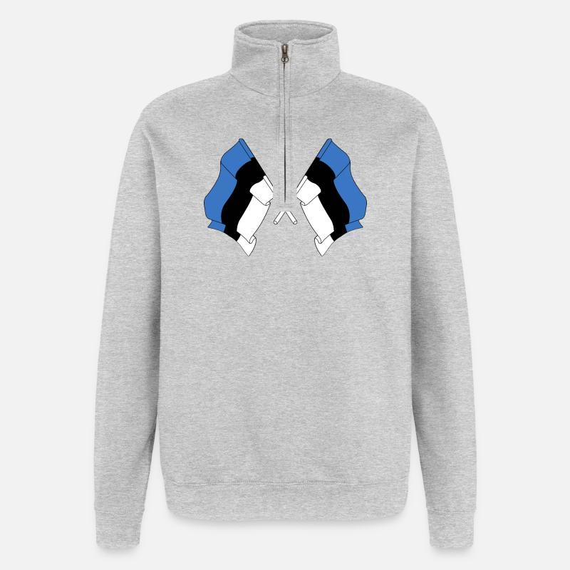 Deux drapeaux Estonie - Sweat à zip 1/4 - gris chiné