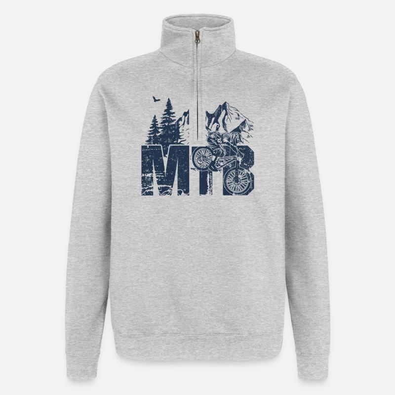 Mountainbiking Silhouette - Quarter-Zip-Sweatshirt - Grau meliert