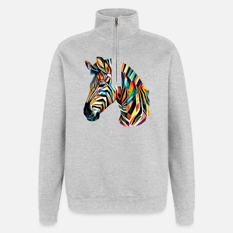 Zebra - Quarter-Zip-Sweatshirt - Grau meliert