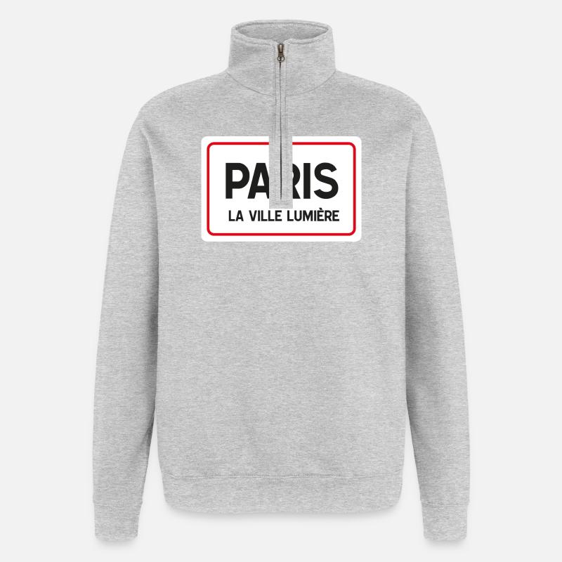 Pariser Ortsschild - Quarter-Zip-Sweatshirt - Grau meliert