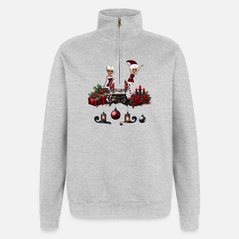 Wunderbare dunkle Weihnachtszeit. - Quarter-Zip-Sweatshirt - Grau meliert