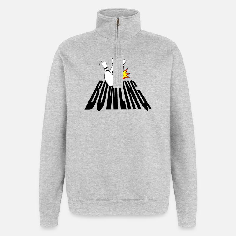 BOWLING - Sweat à zip 1/4 - gris chiné