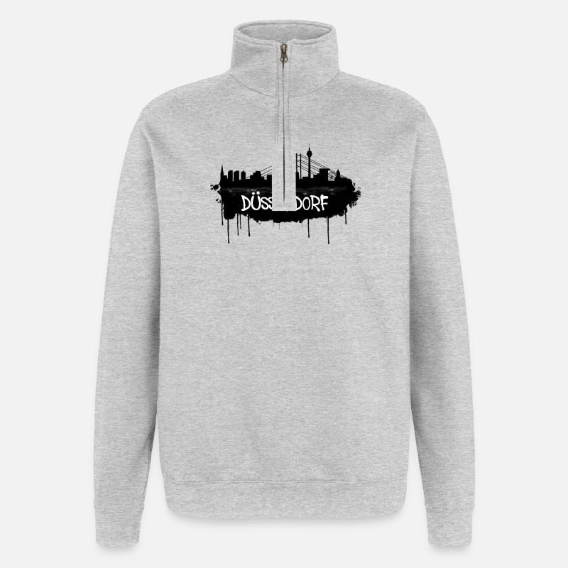 Dusseldorf Graffiti Skyline - Quarter-Zip Sweatshirt - heather grey