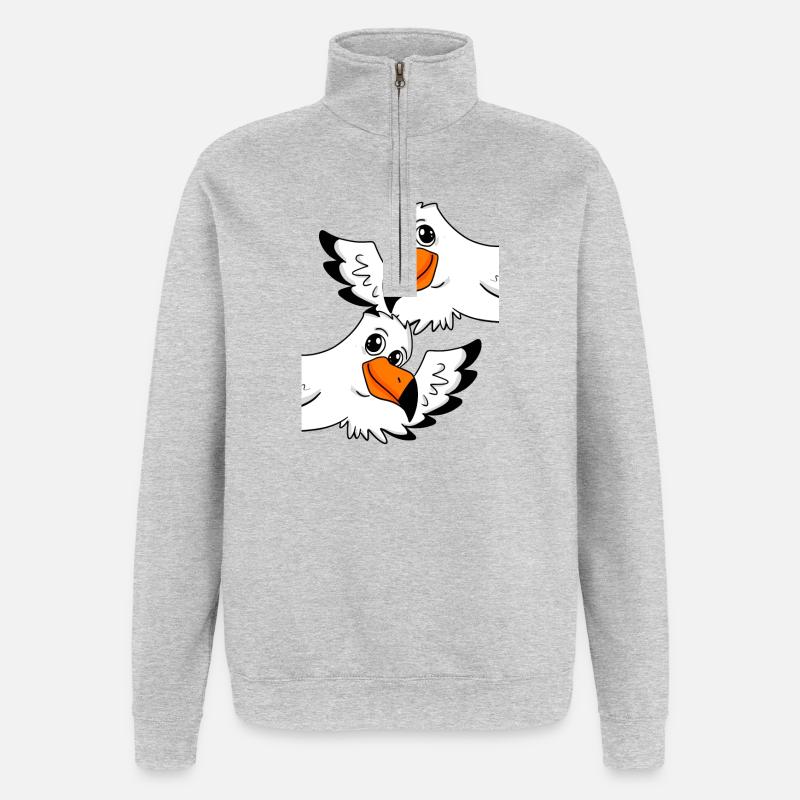 Mouette de salutation bienvenue - Sweat à zip 1/4 - gris chiné
