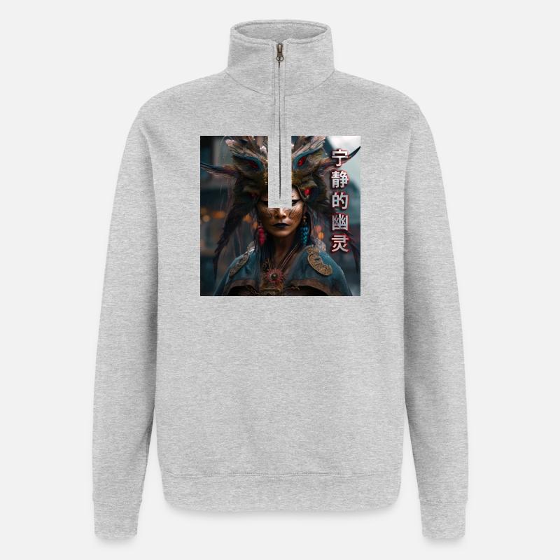Serene Ghost Tippfehler - Quarter-Zip-Sweatshirt - Grau meliert
