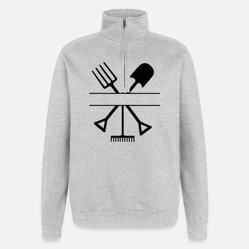 Garden tool crossed with text space - Quarter-Zip Sweatshirt - heather grey