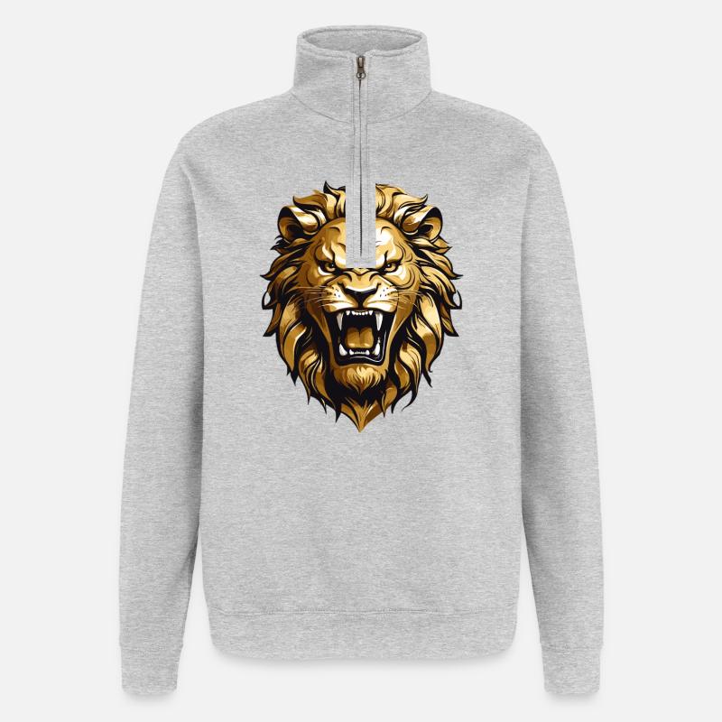 King Löwe - Quarter-Zip-Sweatshirt - Grau meliert
