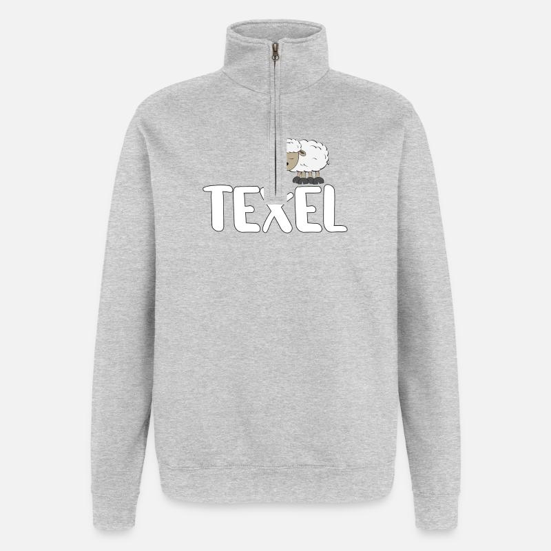 Schaf Texel (bunte Version) - Quarter-Zip-Sweatshirt - Grau meliert