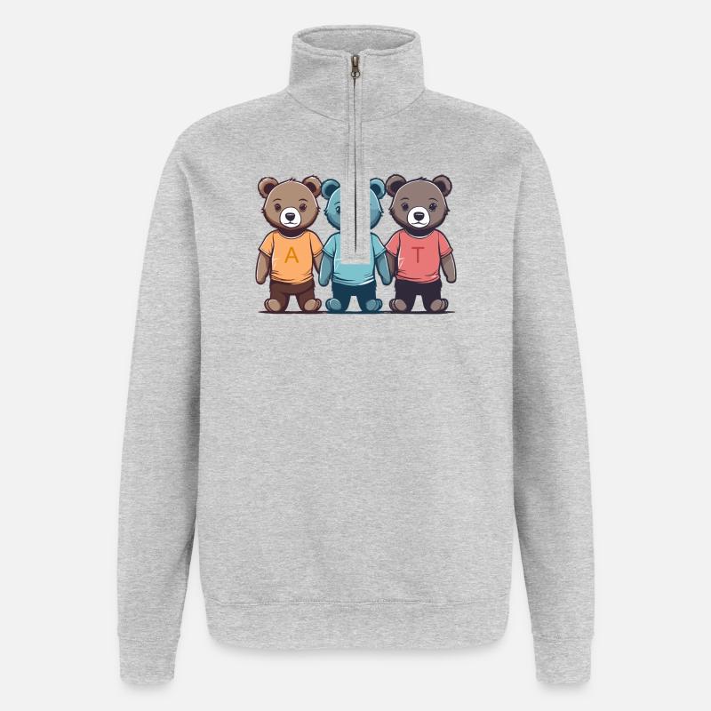 Die drei Kuschel Teddys - Quarter-Zip-Sweatshirt - Grau meliert