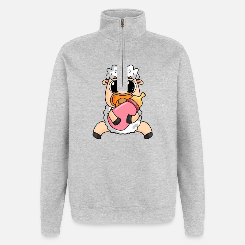 Bébés moutons - Sweat à zip 1/4 - gris chiné