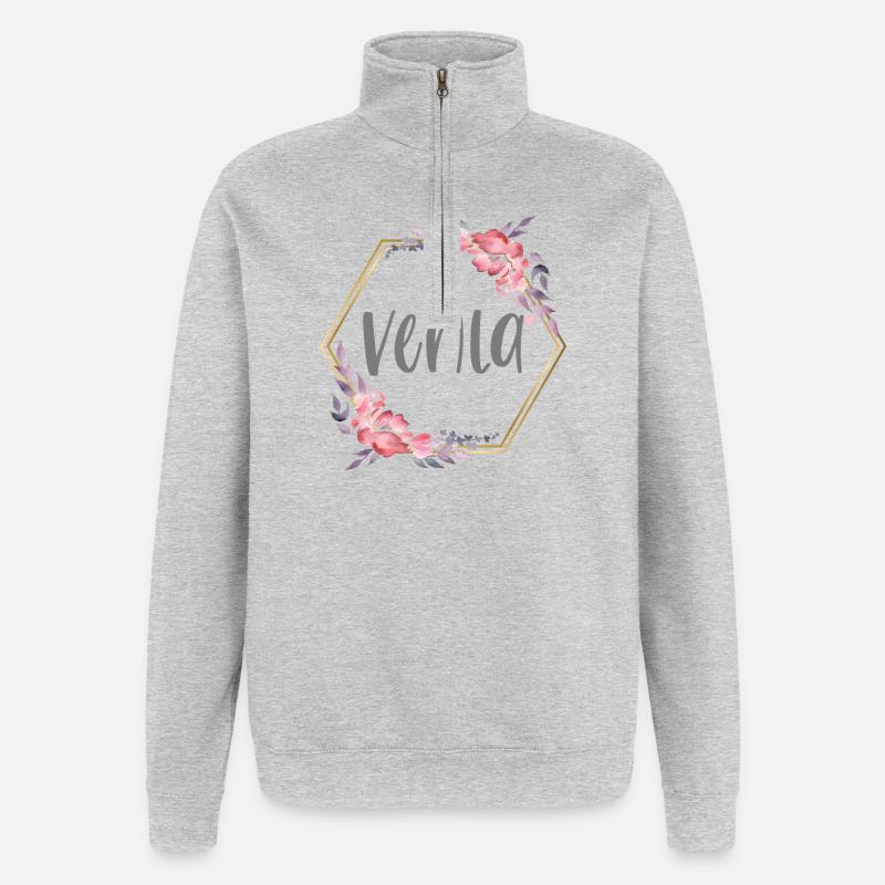 Venla fille nom cadeau de bébé - Sweat à zip 1/4 - gris chiné