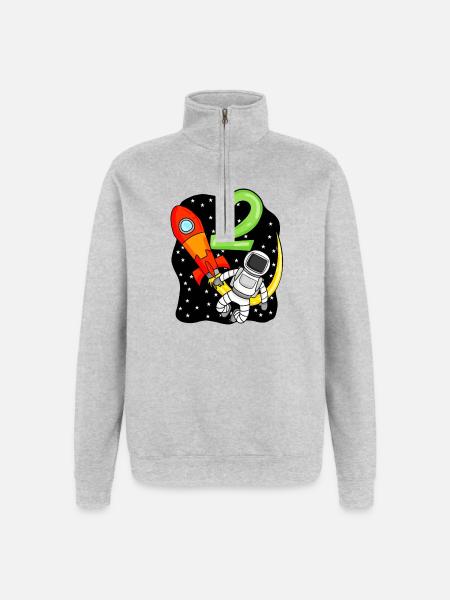 2 Birthday Boy Astronaut - Quarter-Zip Sweatshirt - heather grey