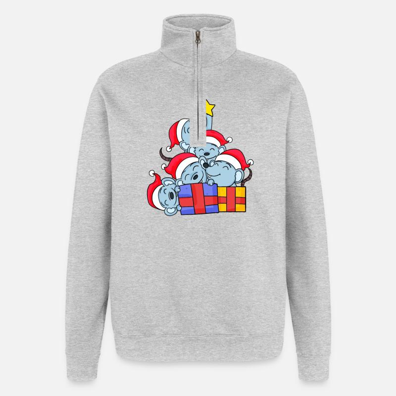 Maus Baum Weihnachten Weihnachtsbaum - Quarter-Zip-Sweatshirt - Grau meliert
