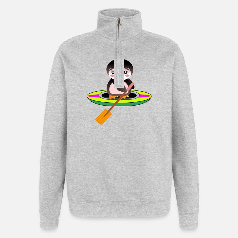 SUP - DEBOUT-UP PADDLE - Sweat à zip 1/4 - gris chiné