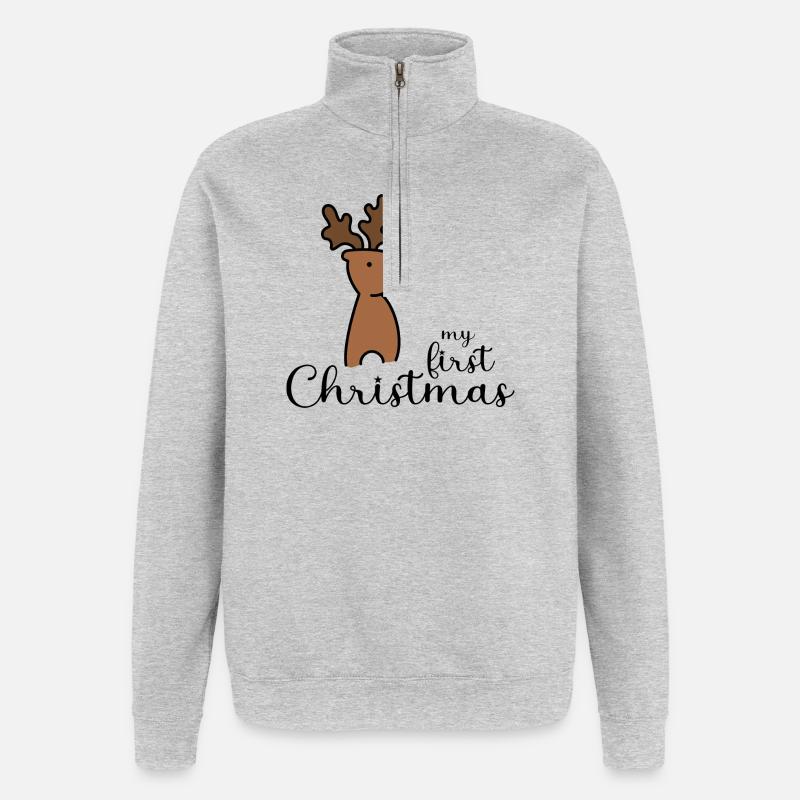 Mon premier design de Noël - Sweat à zip 1/4 - gris chiné