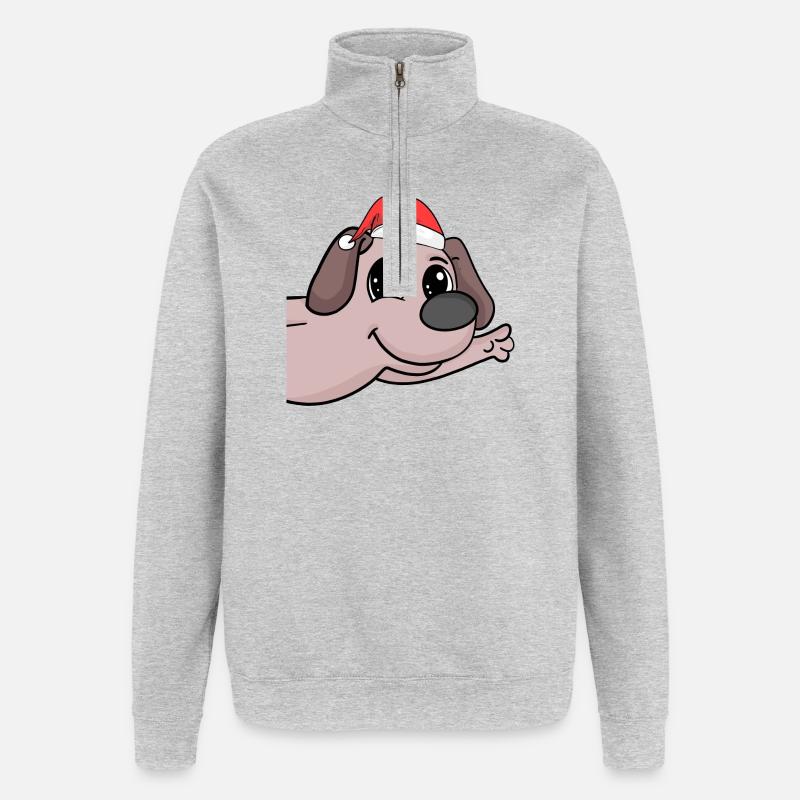 Chien Chiens de Noël - Sweat à zip 1/4 - gris chiné