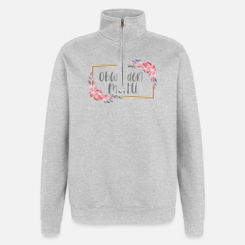 Schweiz Obwalden Mädchen Heimat Geschenk - Quarter-Zip-Sweatshirt - Grau meliert