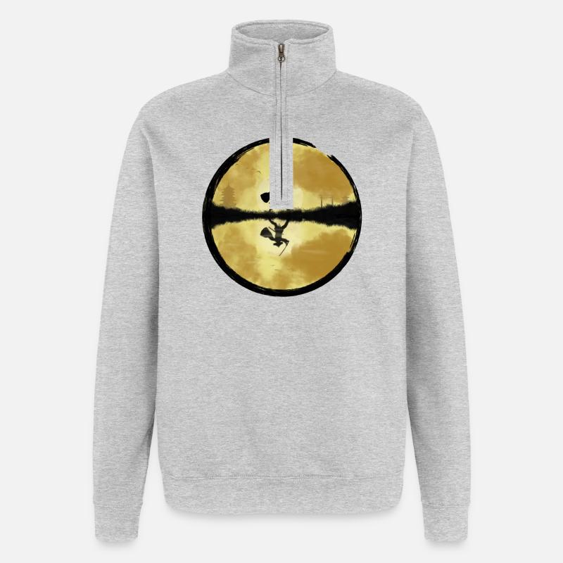 Samouraï - Sweat à zip 1/4 - gris chiné