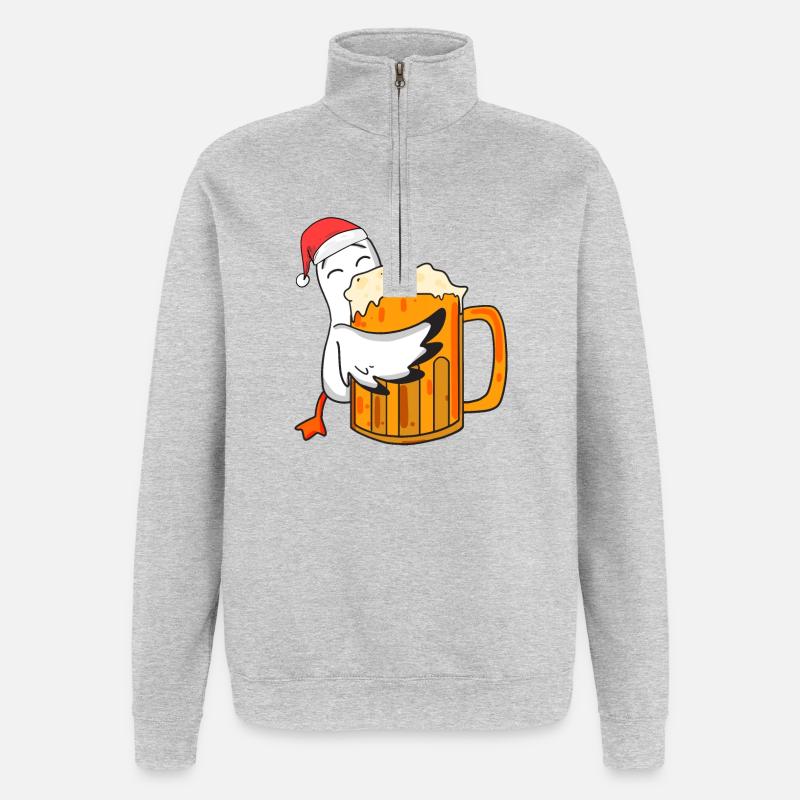 Möwe Bier Weihnachten - Quarter-Zip-Sweatshirt - Grau meliert