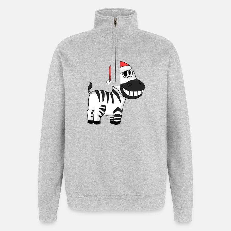 Zebra Weihnachten - Quarter-Zip-Sweatshirt - Grau meliert