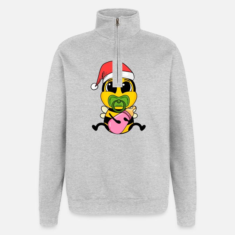 Abeille bébé Noël - Sweat à zip 1/4 - gris chiné