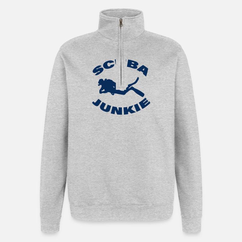 ACCRO À LA PLONGÉE SOUS-MARINE - Sweat à zip 1/4 - gris chiné