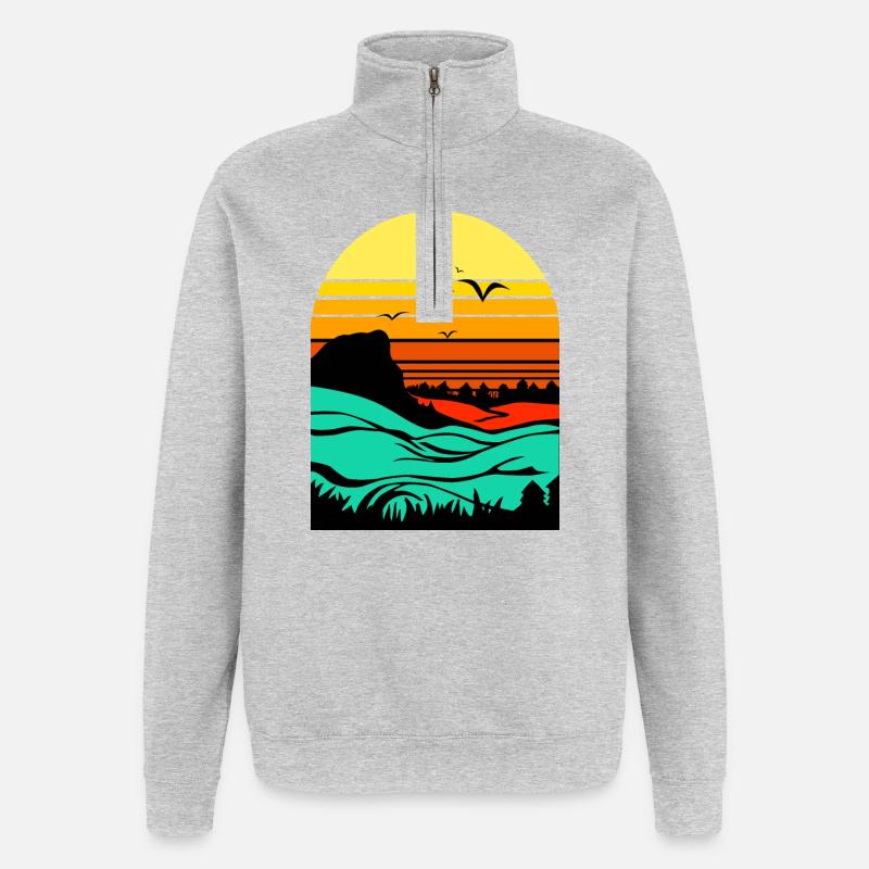 Abendrot - Quarter-Zip-Sweatshirt - Grau meliert