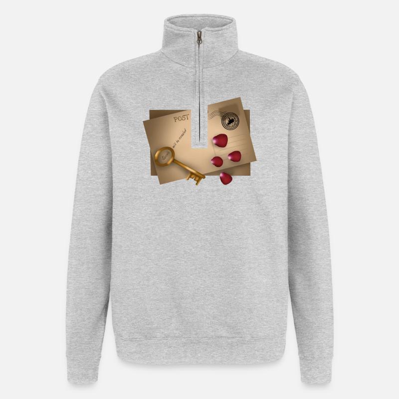 Post Card: Secrets will be released - Quarter-Zip-Sweatshirt - Grau meliert