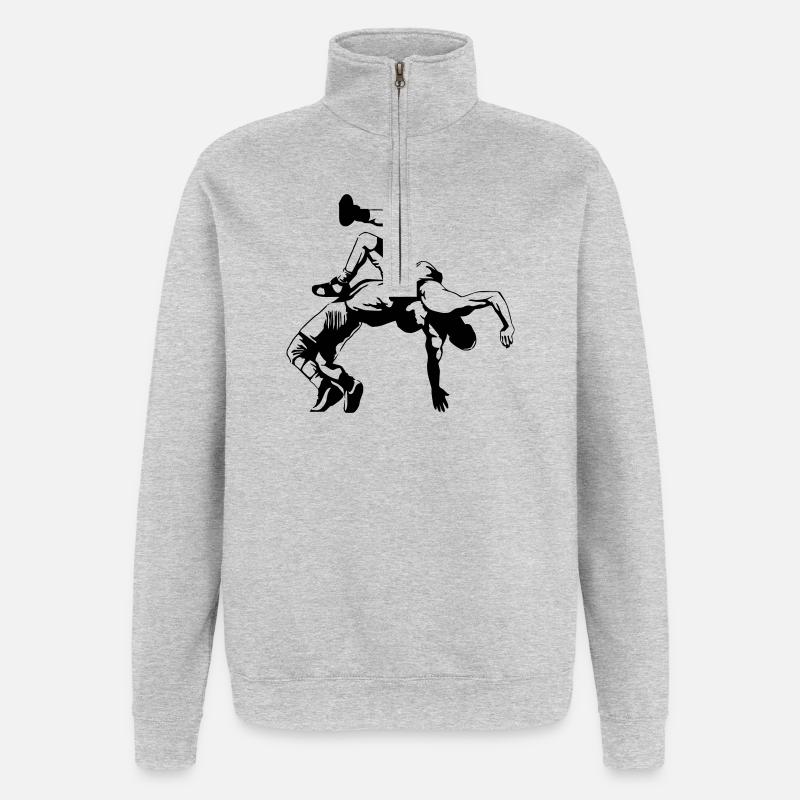 Lutteur - Sweat à zip 1/4 - gris chiné