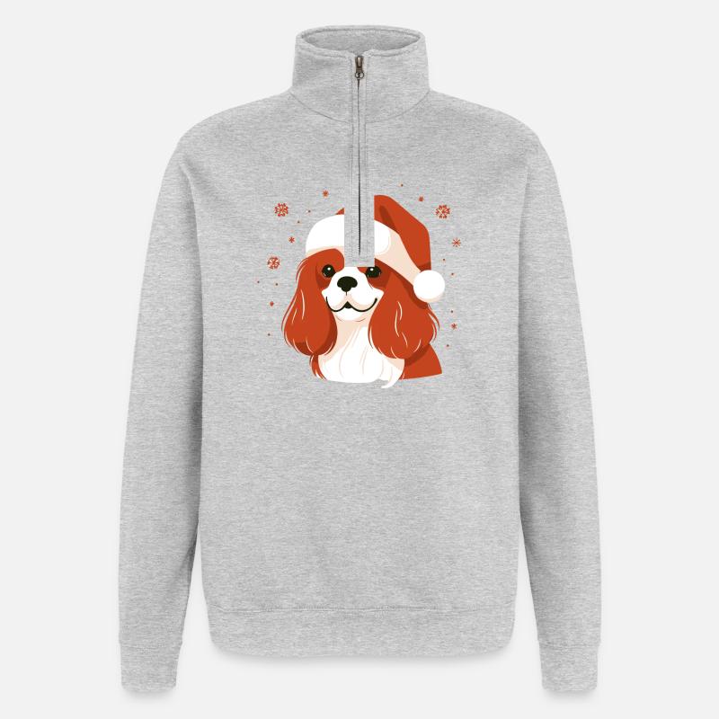 Weihnachtspullover - Niedliches Geschenk - Quarter-Zip-Sweatshirt - Grau meliert