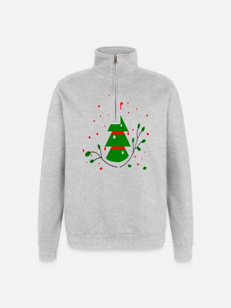 Noël, Arbre De Noël - Sweat à zip 1/4 - gris chiné