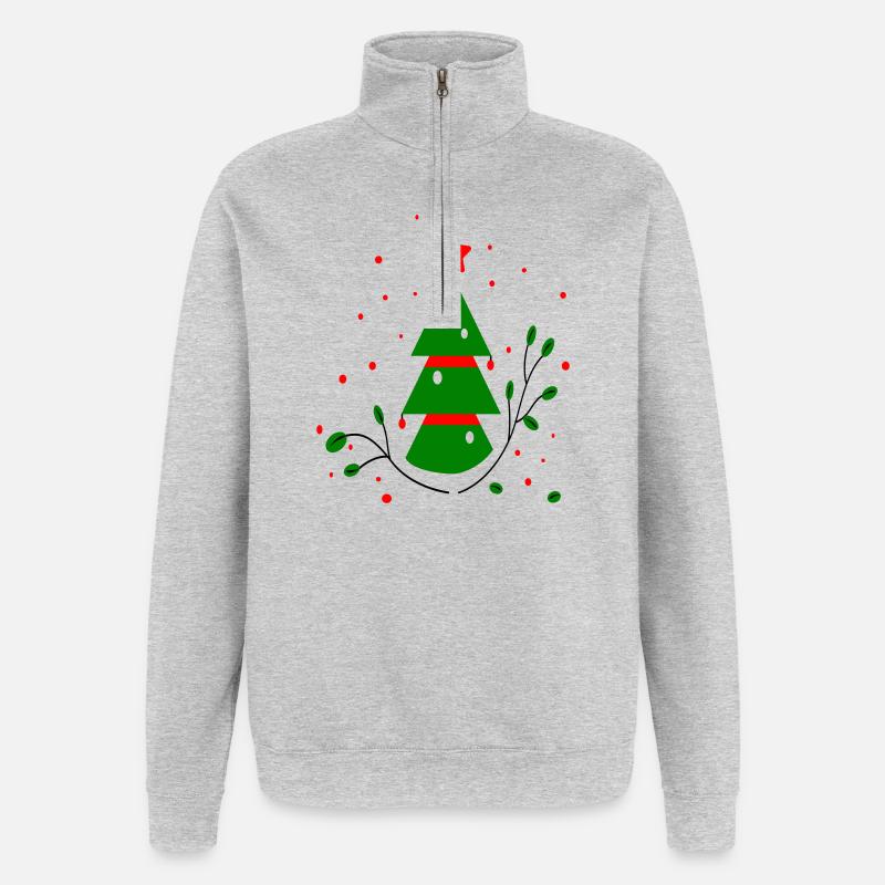 Weihnachten, Tannenbaum - Quarter-Zip-Sweatshirt - Grau meliert