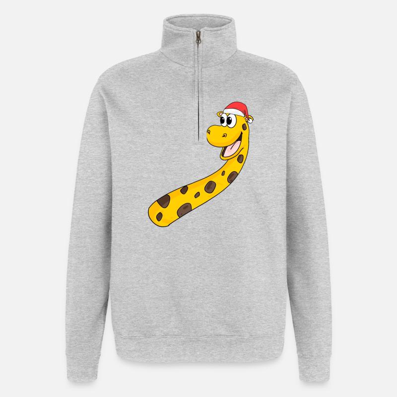 Giraffe Christmas - Quarter-Zip Sweatshirt - heather grey