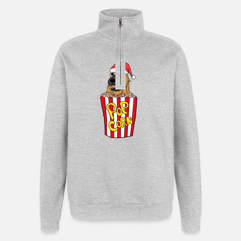 Deutscher Schäferhund Hund Tier Weihnachten - Quarter-Zip-Sweatshirt - Grau meliert