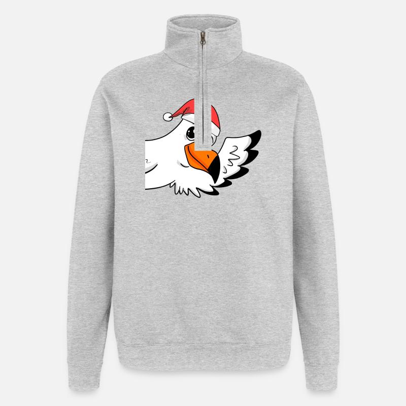 Möwe Weihnachten - Quarter-Zip-Sweatshirt - Grau meliert