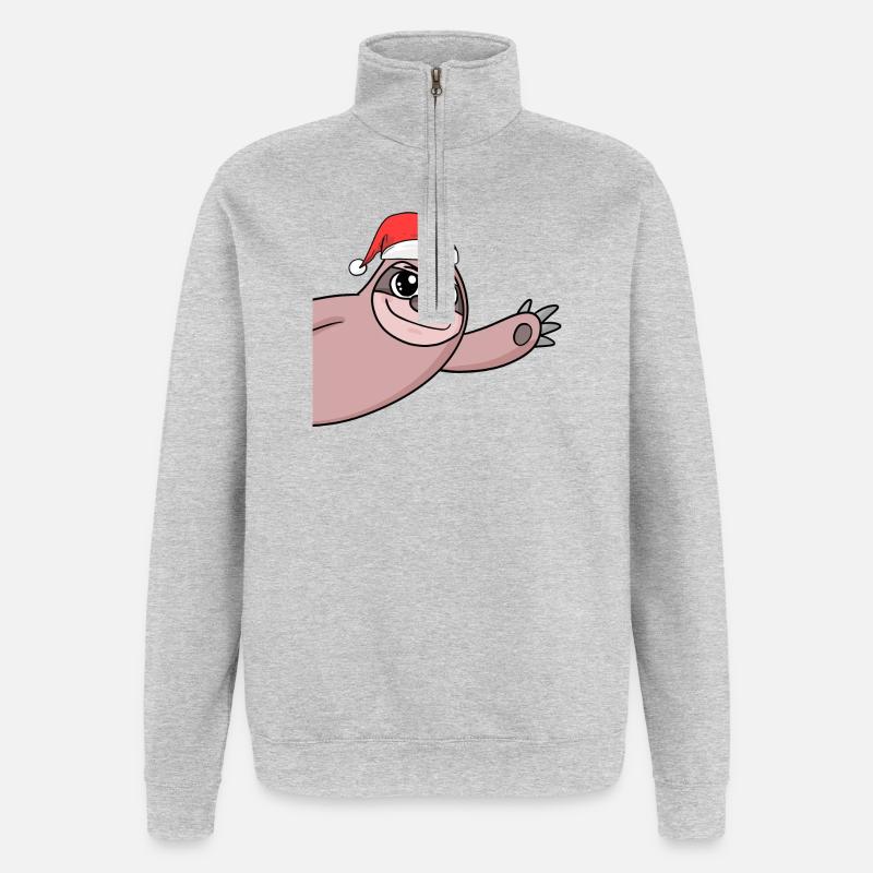 Sloth Christmas Hello Greeting - Quarter-Zip Sweatshirt - heather grey