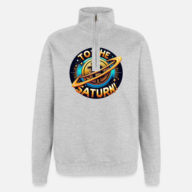 Crypto BTC à Saturne ! - Sweat à zip 1/4 - gris chiné