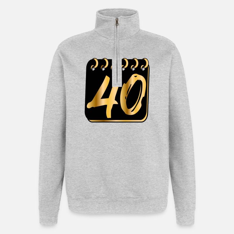 NUMÉRO 40 - Quarante - 40 ans - Sweat à zip 1/4 - gris chiné