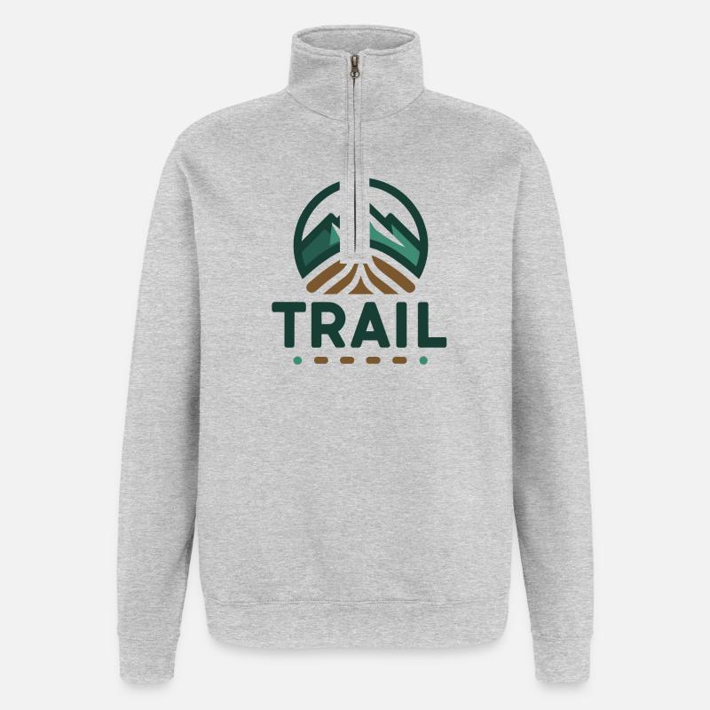 Trail Run – Trail-Wander-Geschenk - Quarter-Zip-Sweatshirt - Grau meliert