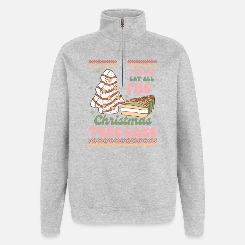 Pull de Noël moche - Sweat à zip 1/4 - gris chiné