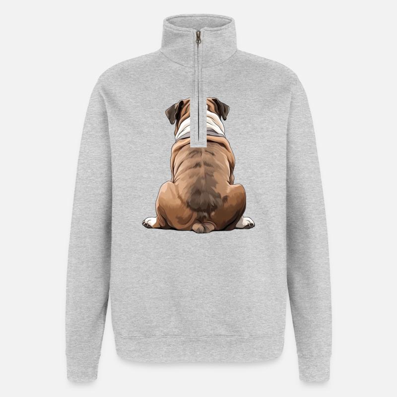 Bouledogue - Sweat à zip 1/4 - gris chiné
